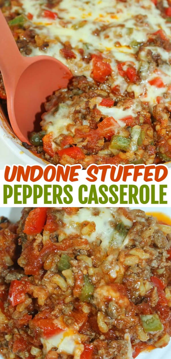 Undone Stuffed Peppers Casserole is a quick and easy dinner choice, created with ingredients that are staples in many people's households.