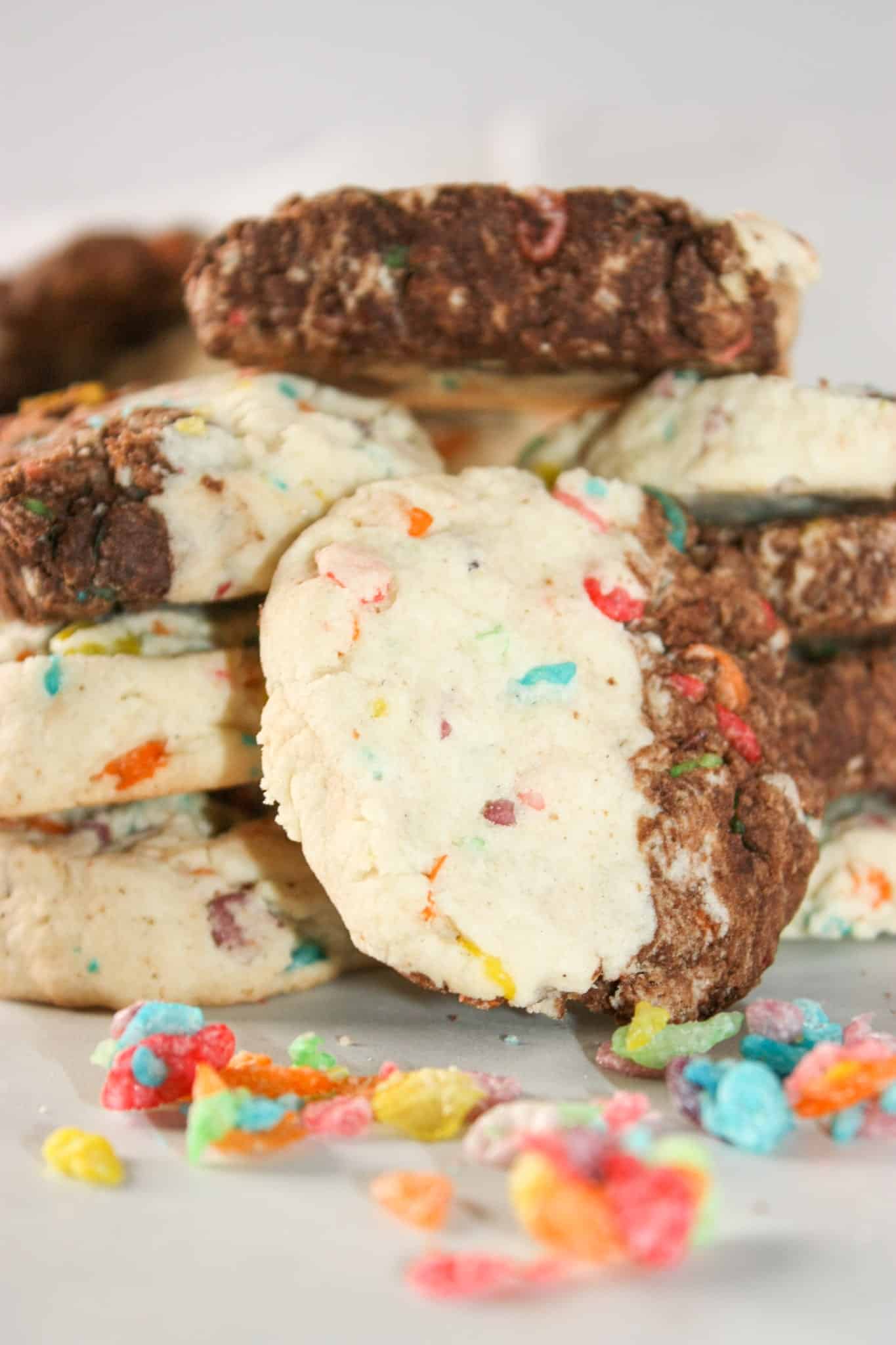 Fruity Pebbles Cookies are a nice colourful snack.  This easy, gluten free recipe will be sure to please the palates of both young and old alike!