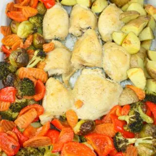 Sheet Pan Chicken and Vegetables is a complete meal on one pan.  This easy dinner recipe is a great option any night of the week.