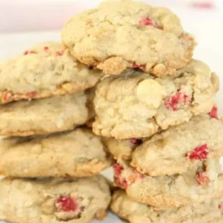 Rhubarb Cookies are a delicious and easy way to use up that seasonal vegetable that we treat more like a fruit!  These gluten free cookies are a soft and flavourful snack for all to enjoy.