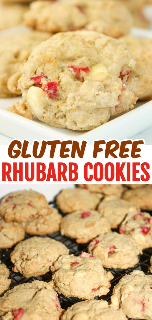 Rhubarb Cookies are a delicious and easy way to use up that seasonal vegetable that we treat more like a fruit!  These gluten free cookies are a soft and flavourful snack for all to enjoy.