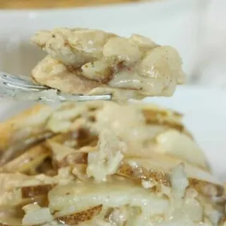 Tuna Potato Casserole is an easy week night dinner recipe.  Add your favourite vegetable as a side for this layered casserole and you will have a complete meal.