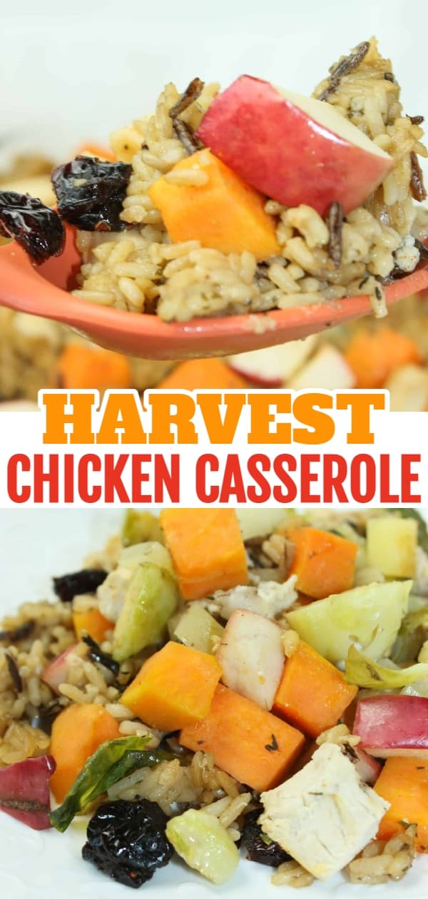Harvest Chicken Casserole is a delicious and colourful one dish meal.  This gluten free dinner recipe is loaded with flavour and seasonal favourites.