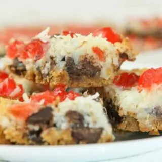It is easy to make this traditional holiday treat gluten free by switching out the graham crumbs.  Magic Cookie Bars were always on our Christmas dessert trays growing up so this year I decided to add them to mine!