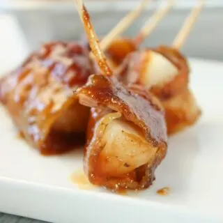 Bacon Wrapped Water Chestnuts are an easy and tasty appetizer to make.  Use a few staple items to create a savoury sauce and use some gluten free bacon.