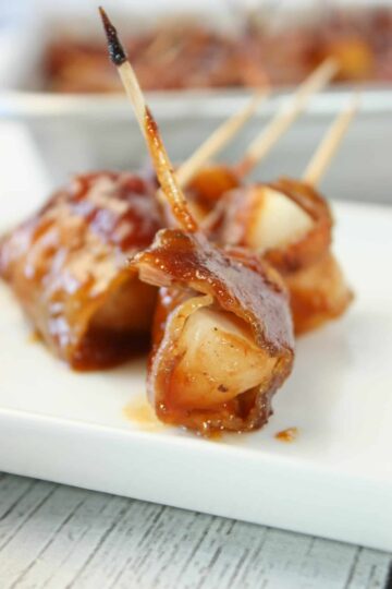 Bacon Wrapped Water Chestnuts are an easy and tasty appetizer to make. Use a few staple items to create a savoury sauce and use some gluten free bacon.