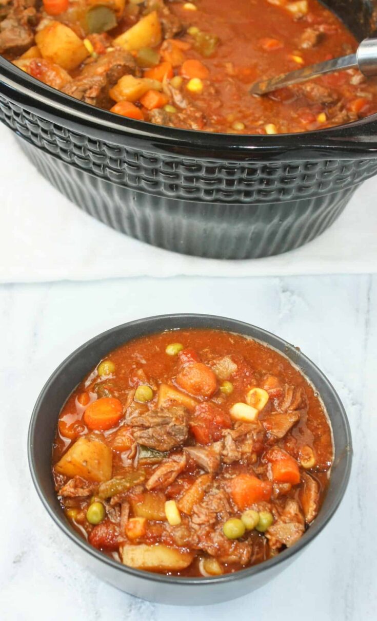 Beef stew is a staple in our home during the cooler months.  This Crock Pot version, of a healthy dinner, is great to come home to at the end of the day.