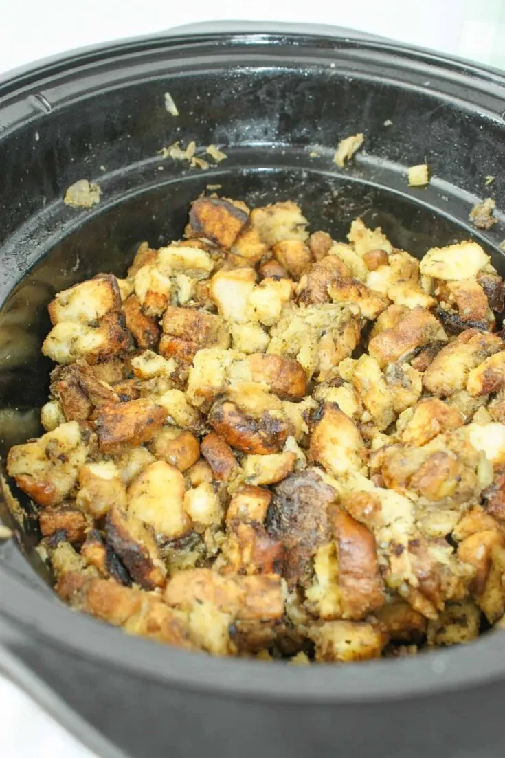 This Crock Pot Stuffing is the perfect side dish for your holiday turkey or whenever you serve up chicken.