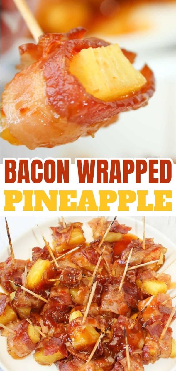 Bacon Wrapped Pineapple is an easy appetizer recipe.  Use a few staple items to create a flavourful sauce and use some gluten free bacon.