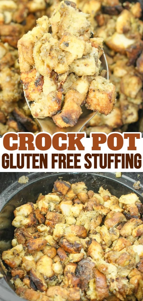 This Crock Pot Gluten Free Stuffing is the perfect side dish for your holiday turkey or whenever you serve up chicken.