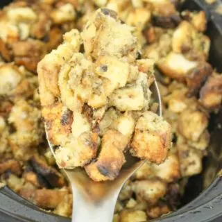 This Crock Pot Stuffing is the perfect side dish for your holiday turkey or whenever you serve up chicken.