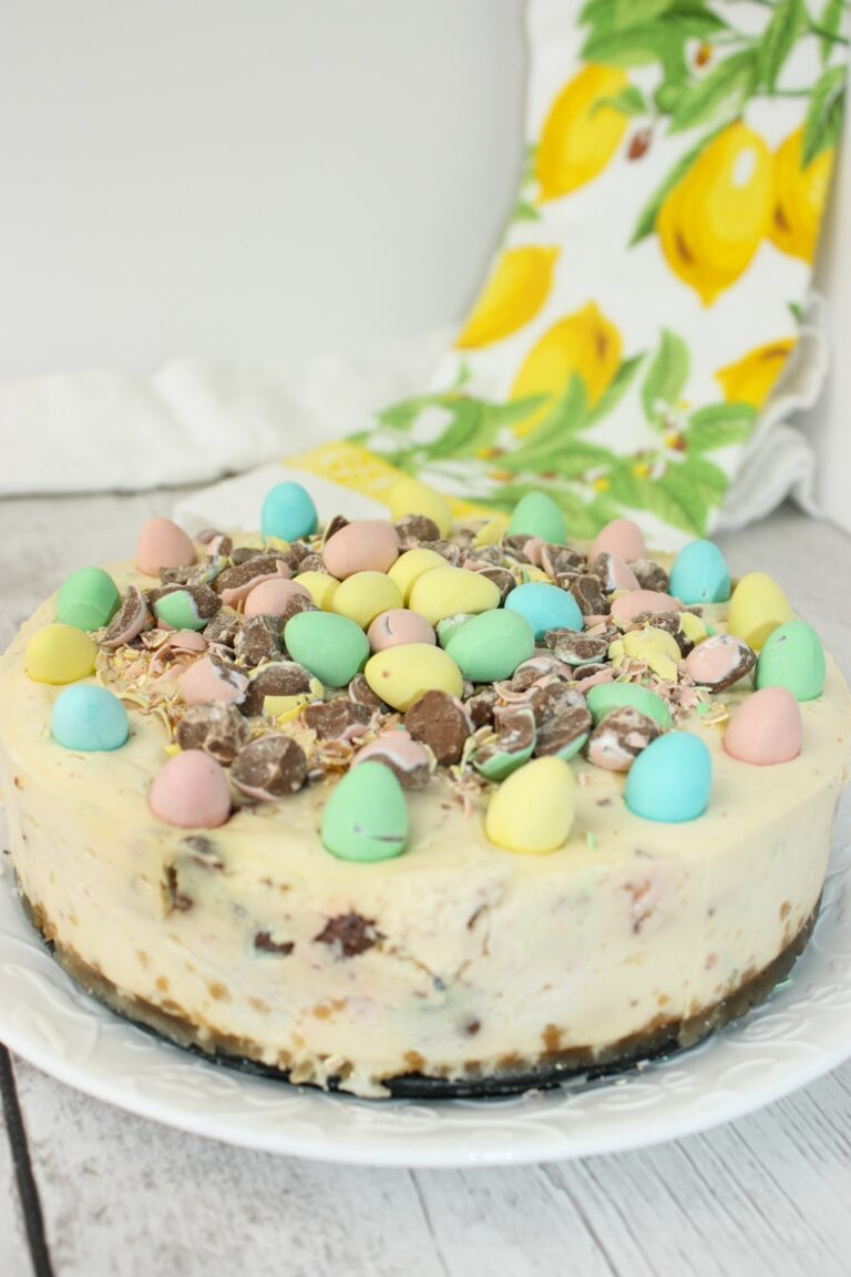 Instant Pot Mini Egg Cheesecake is a delicious and festive pressure cooker recipe.  This dessert is pleasing to the palate and the eyes!  It is perfect for Easter, or to use up some Easter treats later on.