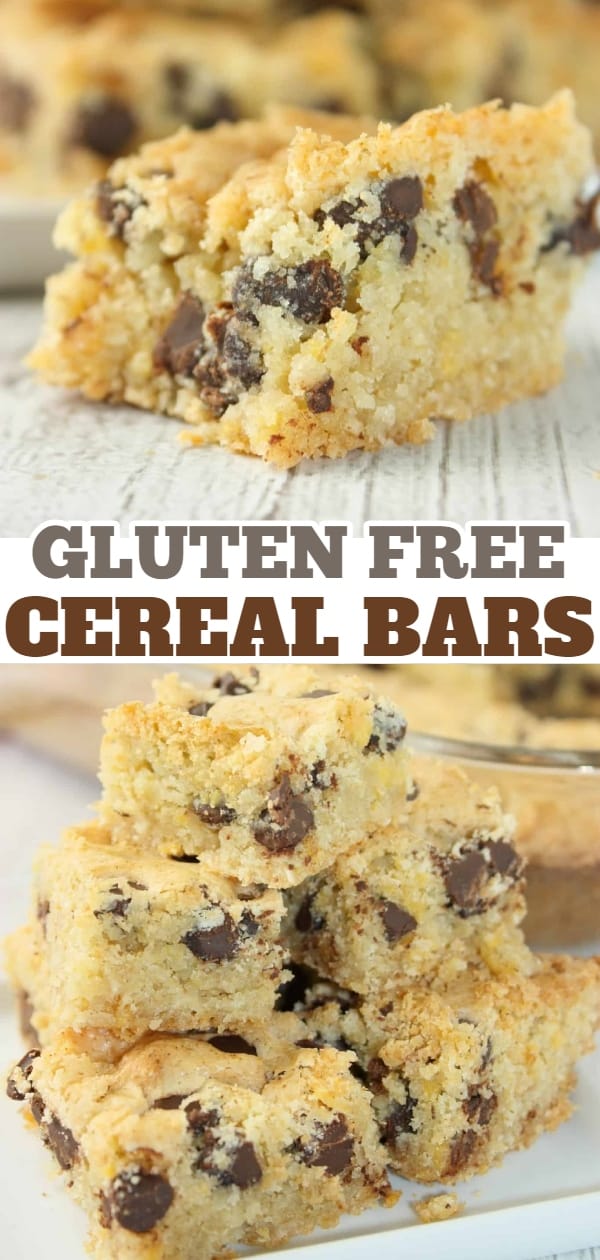 Cereal Bars are loaded with gluten free corn flakes, oats and chocolate chips.  With just a few ingredients you can whip up this simple dessert recipe.