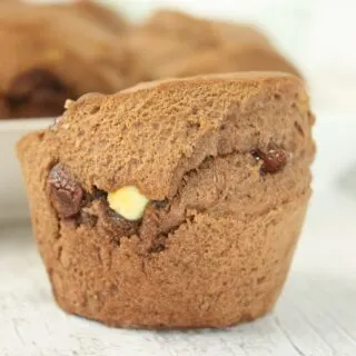 Air Fryer Chocolate Banana Muffins are a moist, tasty snack or even a dessert.  These gluten free muffins are great on their own or warm them up before drizzling with some chocolate and caramel sauce!