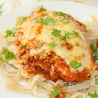 Gluten Free Chicken Parmesan is a delicious chicken recipe that can be served with or without a healthy serving of pasta.