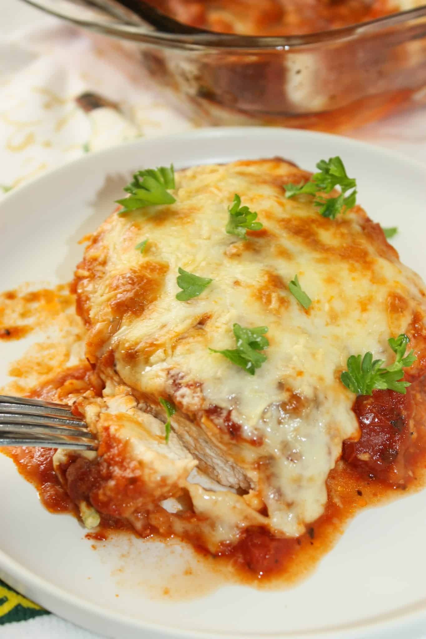 Gluten Free Chicken Parmesan is a delicious chicken recipe that can be served with or without a healthy serving of pasta.