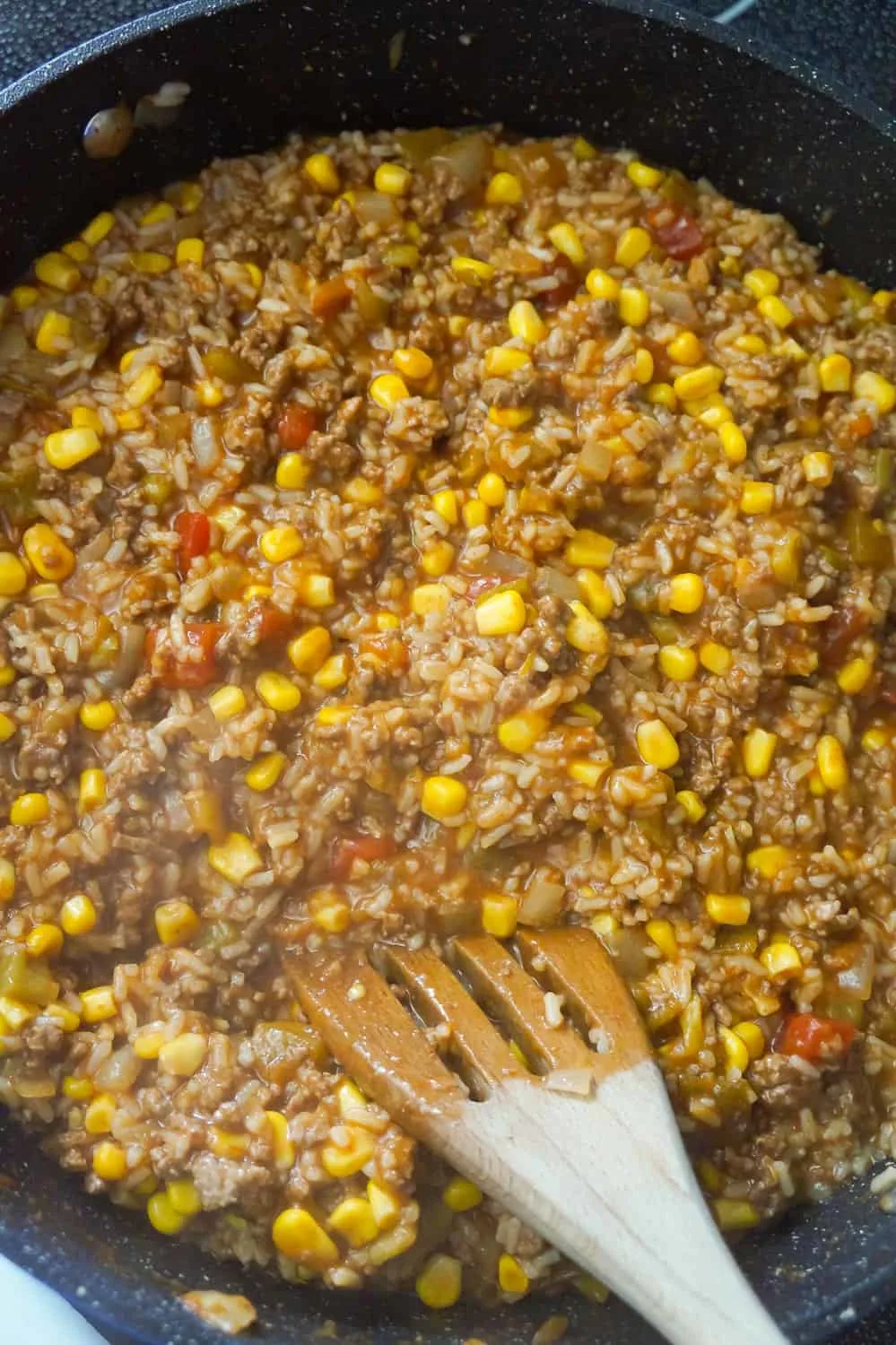 corn, ground beef and rice mixture