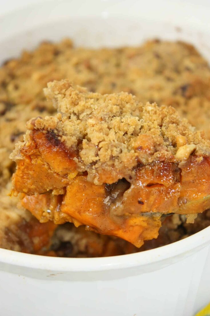 Sweet Potato is a versatile side dish.  This Sweet Potato Casserole with Walnuts boosts the flavour with a crunchy topping loaded with brown sugar, nuts and a touch of cinnamon.  