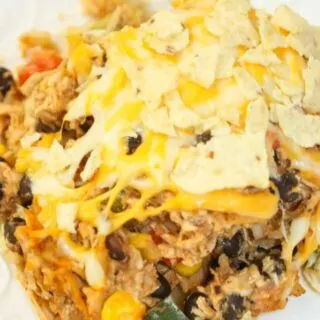 Chicken Taco Casserole with Rice is a delicious and hearty one dish meal.  This gluten free dinner recipe is loaded with flavour and textures that will delight any palate.
