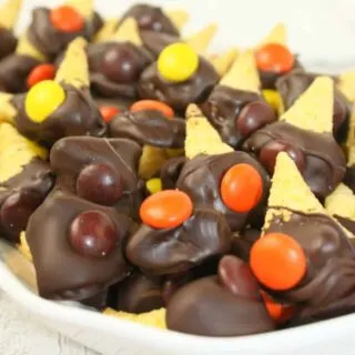 Chocolate Dipped Bugles are a simple but very tasty treat.  Make sure your bugles are gluten free and enjoy this chocolate, peanut butter snack any time of the year.  