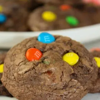 M&M Brownie Cookies are a decadent treat.  These fudgy cookies are loaded with M&Ms and chocolate chips.  They make a great chewy, flavourful snack.