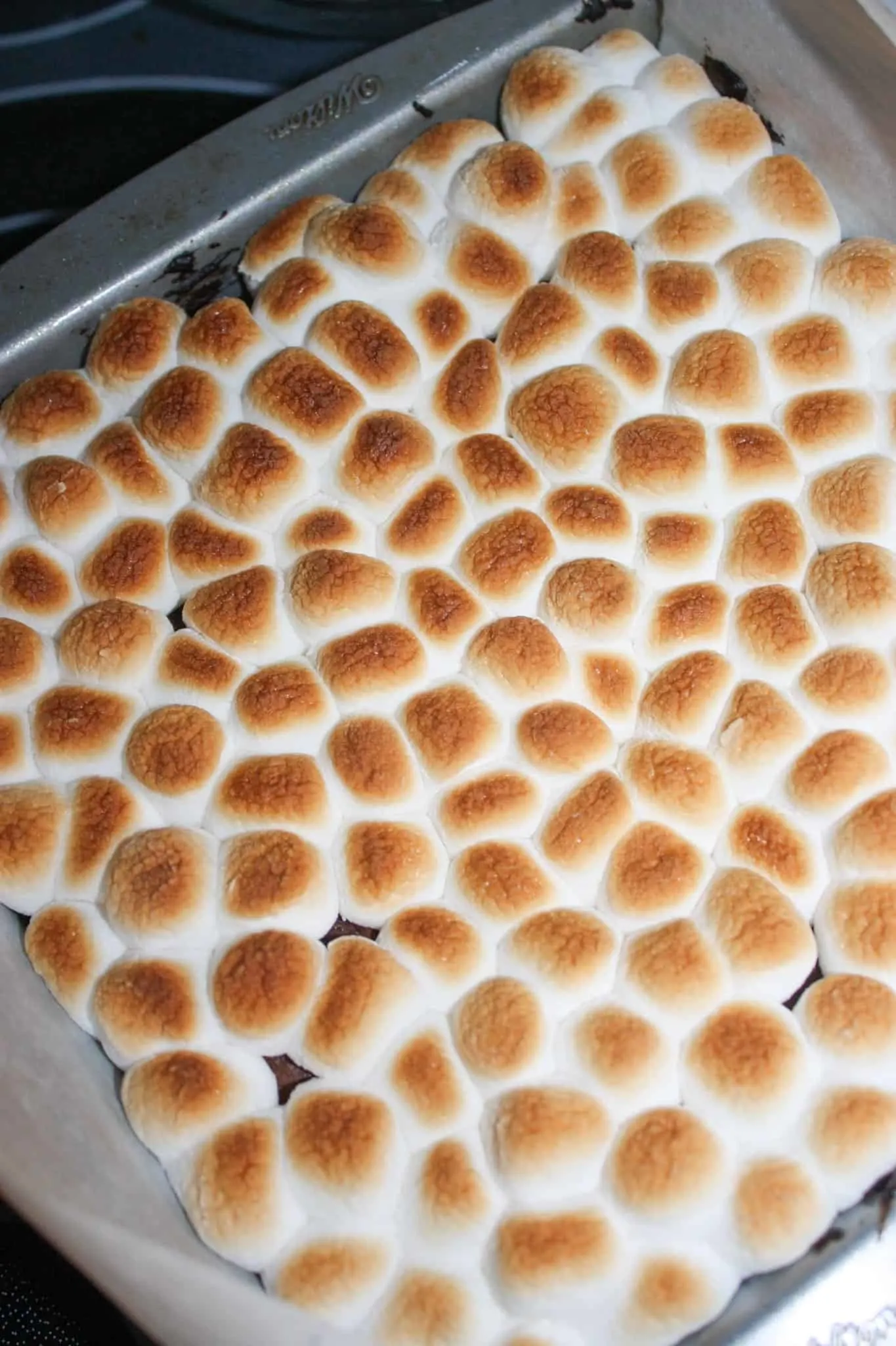 Remove from oven when marshmallows ae golden brown.