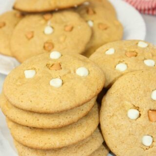 Blondie Cookies are a tasty treat.  These chewy cookies are loaded with  butterscotch chips and white chocolate chips.  They make a great chewy, flavourful snack.