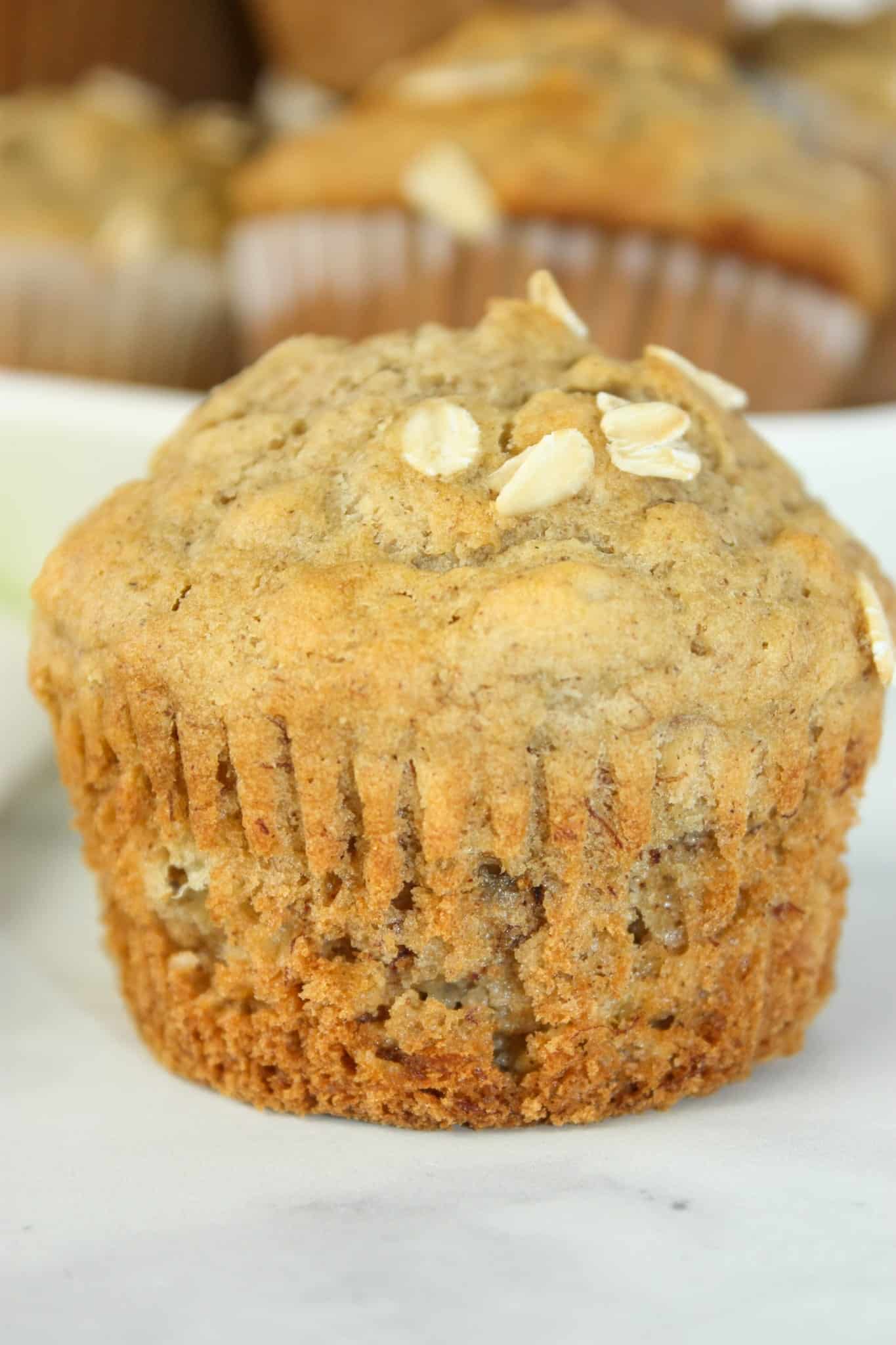 Gluten Free Banana Oatmeal Muffins are a quick and easy recipe to use up those over ripe bananas that seem to appear on everyone's kitchen counter!  