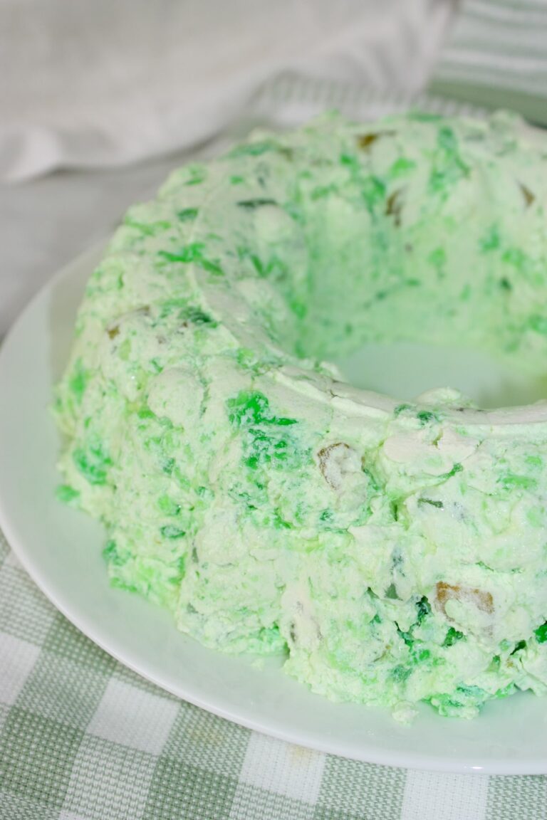 This Lime Jello Mold is another variation for your holiday get togethers.  This type of jello mold is a tradition passed down from my Mother and my grown children expect to see it on the table when they return home for the holidays!