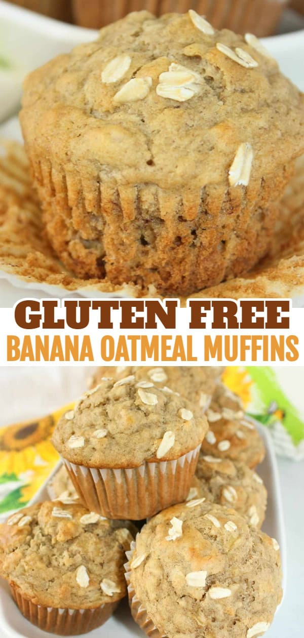 Gluten Free Banana Oatmeal Muffins are a quick and easy recipe to use up those over ripe bananas that seem to appear on everyone's kitchen counter!  