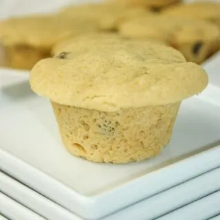 Microwave Peanut Butter Chip Muffins make a quick and easy snack.  This gluten free recipe can be made in about 20 minutes from start to finish!