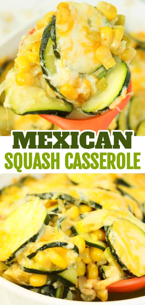 Mexican Squash Casserole is a quick side dish that can easily be whipped up on a busy week night.  This gluten free recipe is loaded with corn and topped with a flavourful cheese blend.