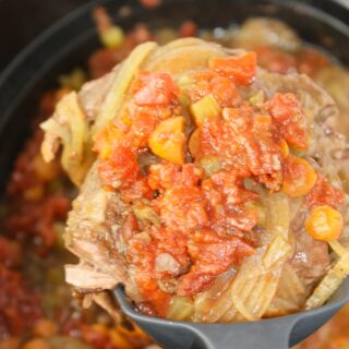 Crock Pot Venison Swiss Steak is a simple slow cooker recipe. Venison round steak, or leg steak smothered in a tasty sauce make this a delicious choice on those busy evenings any time of the year.