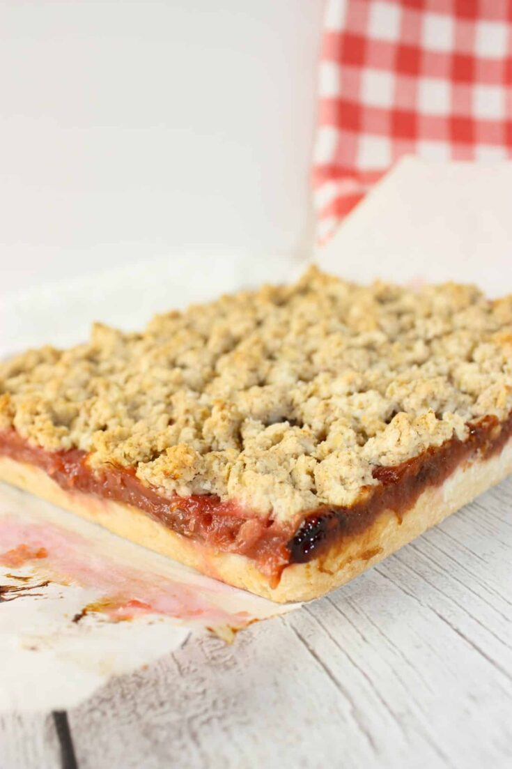 Gluten Free Rhubarb Bars are a delicious way to use this seasonal vegetable that we usually treat like a fruit.