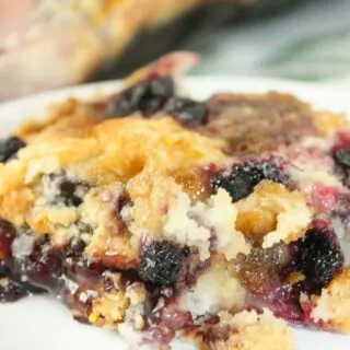 Blueberry Lemon Dump Cake is a simple, delicious dessert that's easy to make.  This gluten free treat is a warm, bubbly dessert with a tangy, fruity base and a sweet, buttery crust. 