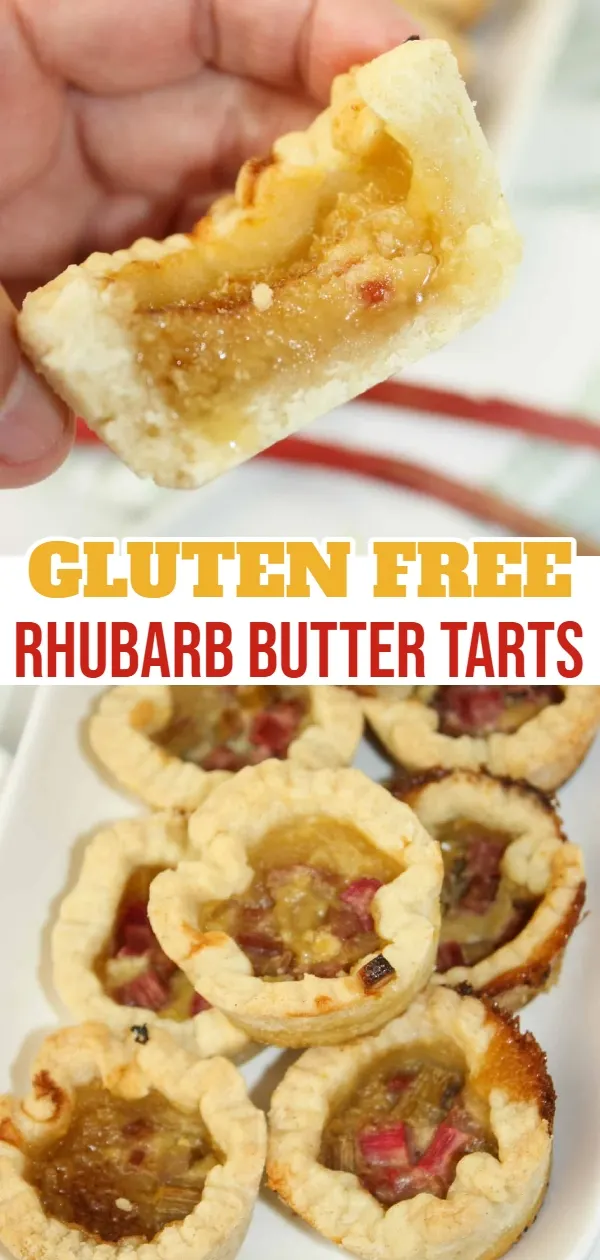 Rhubarb Butter Tarts are a delicious variation of the classic Canadian butter tart. These tarts combine the sweet, gooey filling of traditional butter tarts with the tangy flavor of rhubarb.  Gluten Free Baking | Gluten Free Dessert Recipe