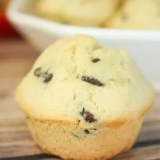 Mini Chocolate Chip Muffins are small, bite-sized treats, that are soft, moist, and bursting with sweet chocolate chips.