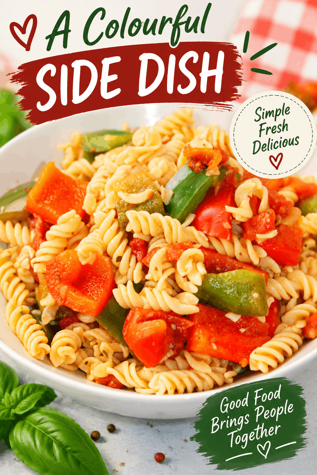 Brighten up your dinner table with this easy Ratatouille Fusilli side dish! 🍅🌶️🥒 This colorful gluten-free pasta recipe combines tender vegetables, flavorful tomatoes, and delicious fusilli for a simple side dish that pairs beautifully with chicken, beef, pork, or fish. Perfect for family dinners, potlucks, summer gatherings, and busy weeknight meals. Save this easy vegetable pasta recipe for when you want something colorful, flavorful, and comforting! 🌿🍝