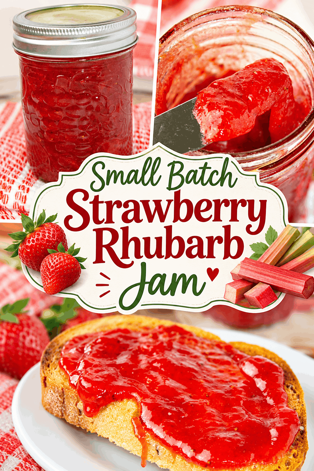 🍓 Capture the taste of summer with homemade Small Batch Strawberry Rhubarb Jam! This easy strawberry rhubarb jam recipe combines sweet, juicy strawberries with tangy rhubarb to create a deliciously sweet and tart fruit spread. Perfect for spreading on toast, biscuits, pancakes, and muffins, this homemade jam is a wonderful way to enjoy fresh seasonal fruit. If you love the classic combination of strawberries and rhubarb, this small batch recipe is a must-try for your summer preserving! ❤️