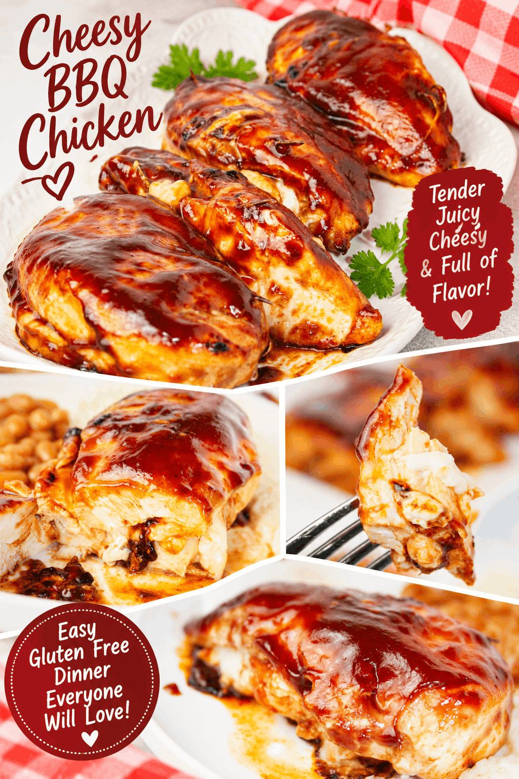 Looking for an easy and delicious gluten-free dinner? This Cheesy BBQ Chicken is packed with juicy chicken, gooey Monterey Jack cheese, and flavorful gluten-free BBQ sauce. It’s a simple family-friendly dinner that’s perfect for busy weeknights, summer BBQ season, or anytime you’re craving comforting chicken recipes. Save this easy gluten-free chicken dinner recipe for your next meal! 🧀🍗🔥