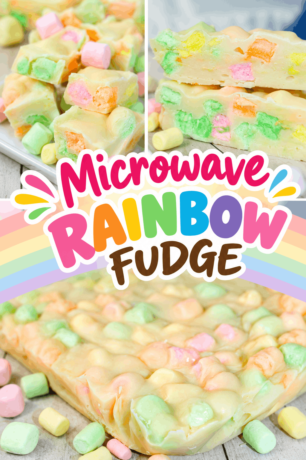 🌈 Microwave Rainbow Fudge is a fun and colorful treat made with creamy fudge and fruity-flavored mini marshmallows! This easy microwave fudge recipe comes together quickly and is perfect for parties, holidays, bake sales, gift giving, or whenever you need a cheerful homemade dessert. Each bite is packed with pastel marshmallows and sweet fruity flavor, making this easy fudge recipe as fun to look at as it is to eat. Save this rainbow fudge recipe for a simple no-fuss dessert everyone will love! 🍬✨