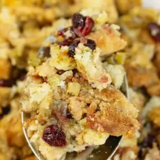 Gluten free oven stuffing bakes up golden and comforting, with a crisp top and a tender, savoury center.