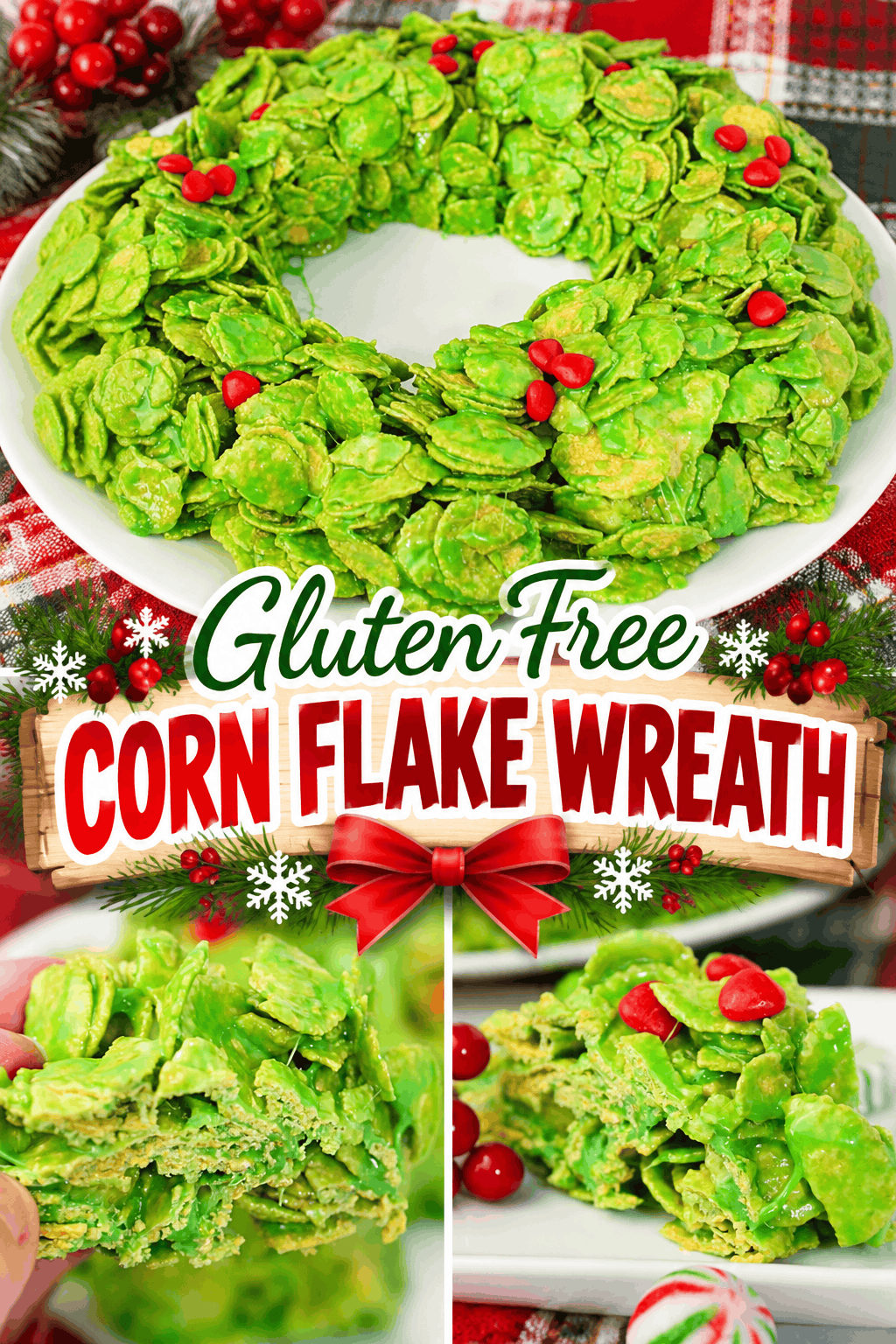 🎄 Looking for a Christmas treat that will steal the show on your holiday dessert table? This Gluten Free Corn Flake Wreath is a festive, crunchy, no-bake delight that brings plenty of Christmas cheer! Made with crunchy corn flakes coated in a sweet green mixture and decorated with bright red candy berries, this eye-catching wreath is perfect for Christmas parties, cookie trays, and holiday gatherings. It’s a fun addition to your gluten free Christmas desserts and a delightful treat to share with family and friends. ❤️💚 Save this festive recipe for your holiday baking list!