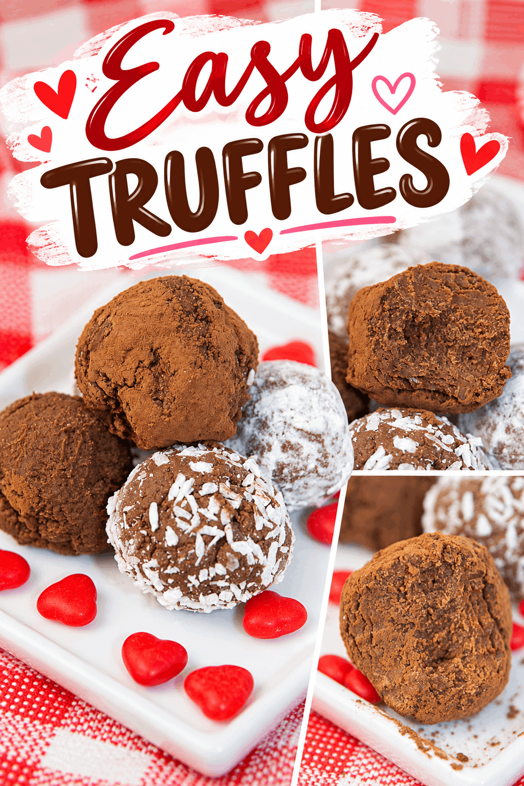 These Easy Truffles are a delicious gluten-free treat made with a rich, creamy cream cheese filling and simple ingredients. This easy truffle recipe can be customized with lemon or almond flavoring and finished with cocoa powder, shredded coconut, or icing sugar. Perfect for Valentine’s Day, Christmas, holiday dessert trays, parties, or homemade gifts, these bite-sized chocolate treats are easy to make and sure to satisfy any sweet tooth. 🍫💕