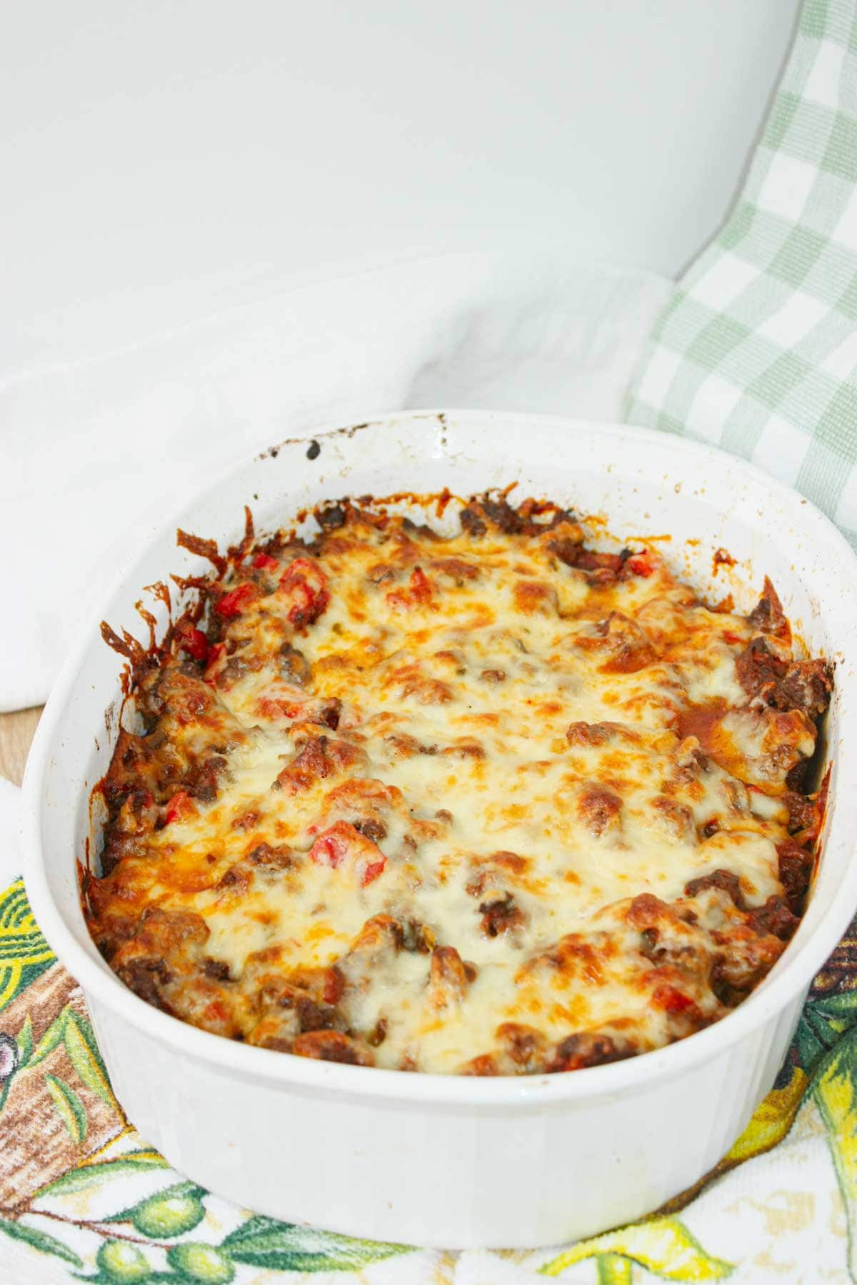 This hearty Mexican Ground Beef and Potato Casserole is layered with tender potatoes and savoury, seasoned ground beef.
