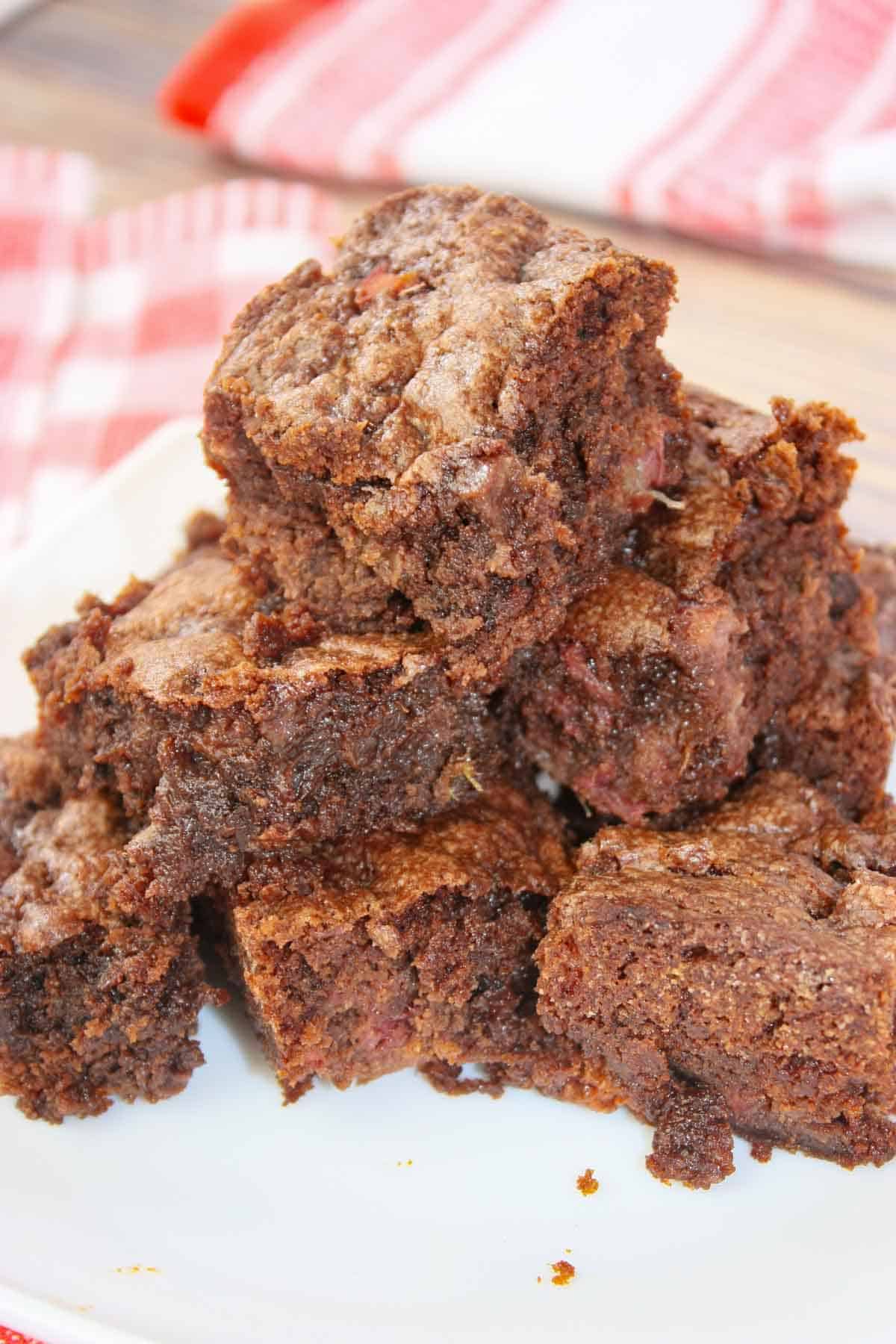 These Chocolate Rhubarb Brownies are a delightful twist on a classic dessert, combining the sweet richness of a soft, buttery brownie with the bright, tangy flavour of fresh rhubarb.