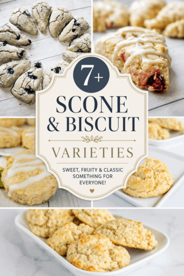 Looking for the best homemade scone and biscuit recipes? This delicious roundup features 7+ easy recipes, including blueberry scones, rhubarb scones, almond flour biscuits, and more. Whether you're baking for breakfast, brunch, afternoon tea, or a comforting side for dinner, you'll find simple, delicious recipes the whole family will love. Save this Pinterest Pin for easy baking inspiration and discover your next favourite homemade scone or biscuit recipe!