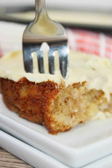 Preacher Cake is a classic old-fashioned dessert that has been loved for generations. This moist, flavourful cake is made with crushed pineapple, warm spices, then topped with a rich cream cheese frosting.