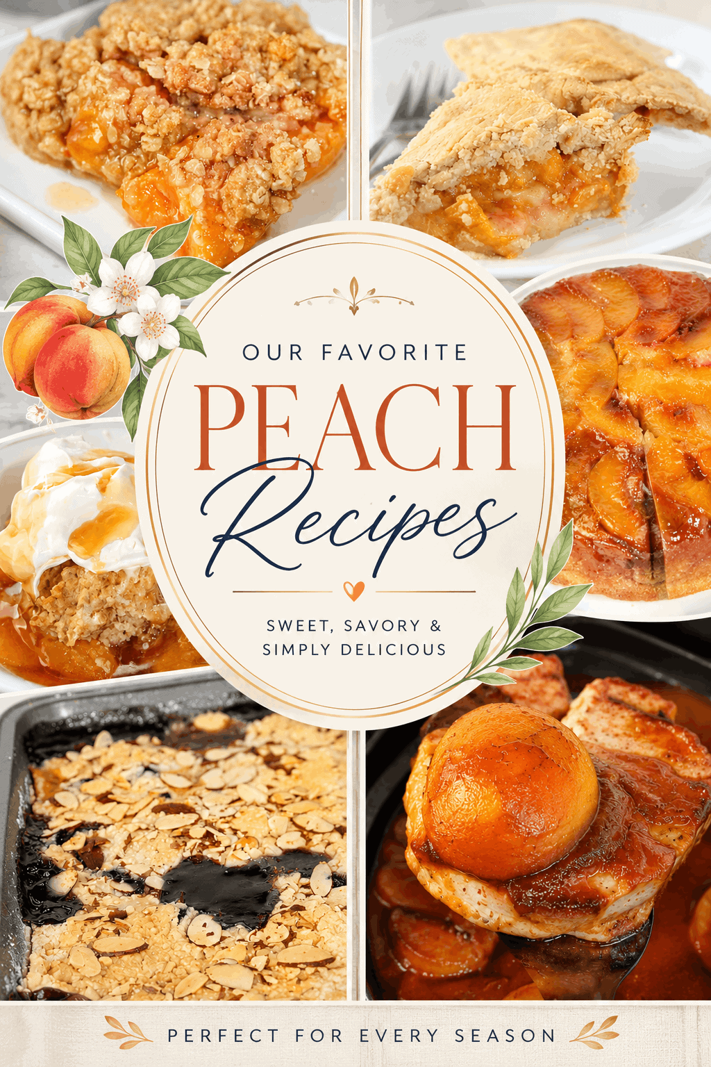 Make the most of peach season with these easy peach recipes! 🍑 From classic peach pie, peach crisp, and peach cobbler to delicious peach cakes and a simple Crock Pot recipe, this roundup has plenty of sweet and savoury inspiration. Save these peach recipes for summer baking, family gatherings, weekend treats, and whenever you have fresh peaches to enjoy! 💛