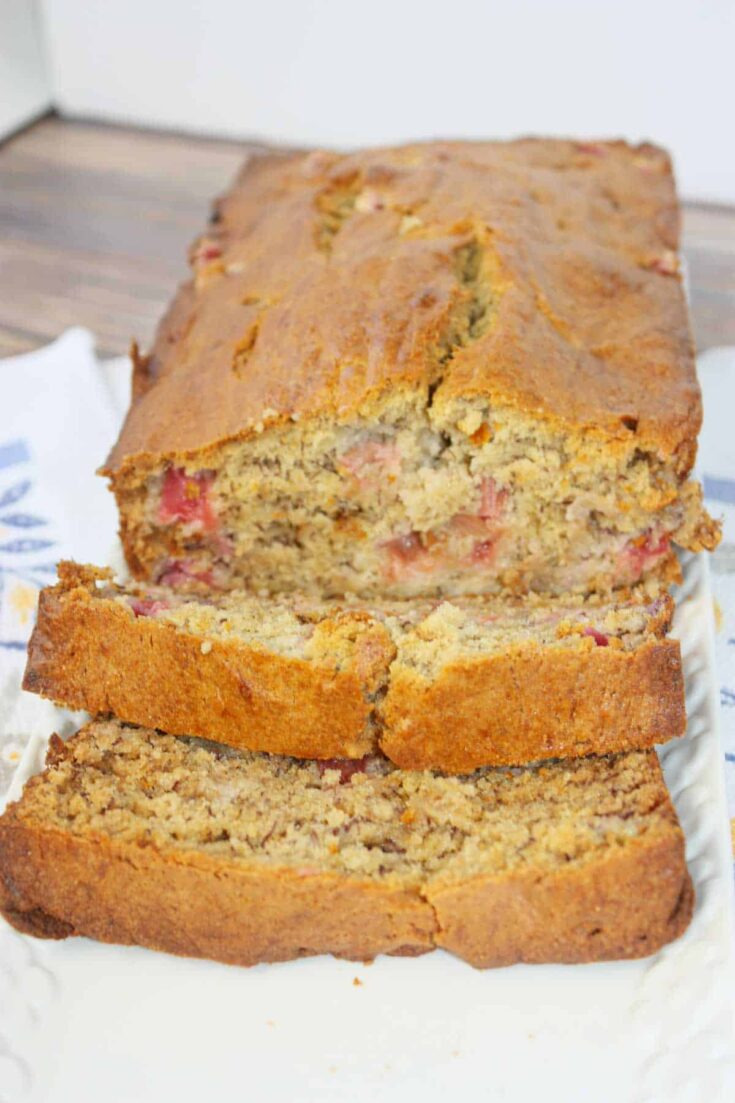 Rhubarb Banana Bread is the perfect way to enjoy two classic flavours in one delicious homemade loaf.